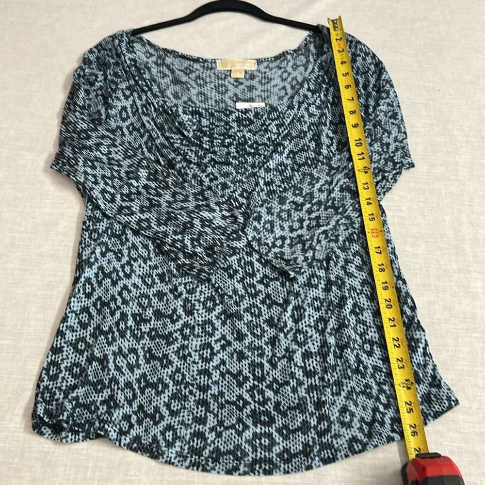 🌞 Michael Kors NWT Elegant Blue & Black Cowl Drape Neck blouse women size XL